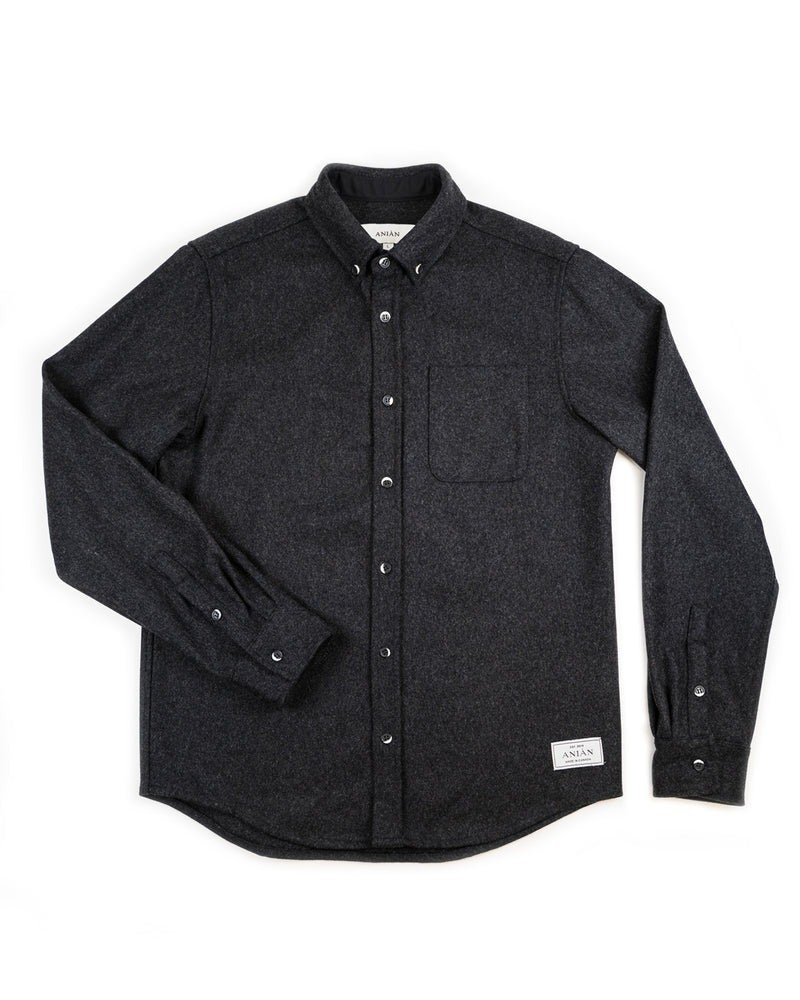 Anian - The Modern Melton Wool Shirt in Charcoal - Men